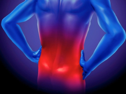 Lower back pain represented by a human body.